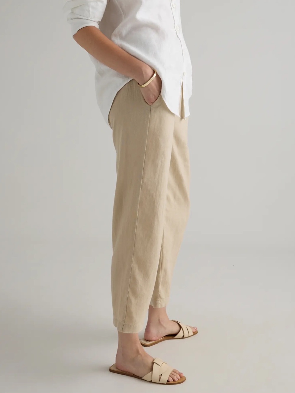 Quince 100% Linen Relaxed Pants in‎ Beige Size XS
